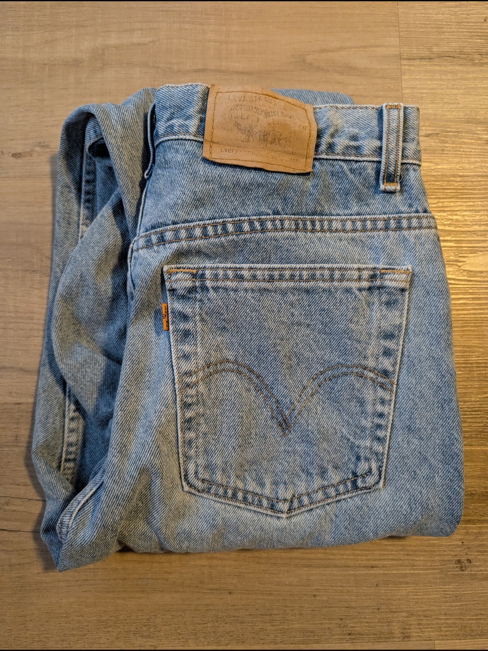 Levi's Light Wash Orange Tab Straight Jeans